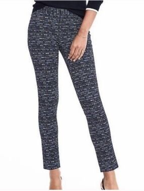 Banana Republic Sloan Boucle Print Ankle Pants Women’s Size 0 Blue Black Career